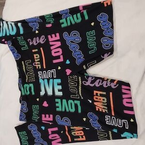 Fun Black with Colorful Varied Word Print Love Stretch Leggings No Boundaries M